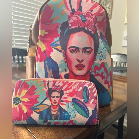 Frida Kahlo Mini Backpack and Wallet - Picture 1 of 9